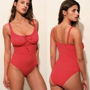 Berlook Red Cutout Tie One-Piece Swimsuit
